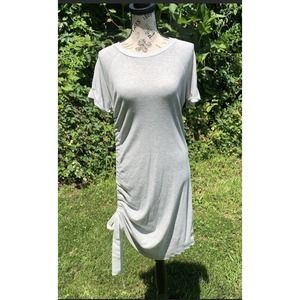 GBX women's cozy gray T-Shirt ribbon tie scrunch midi dress medium